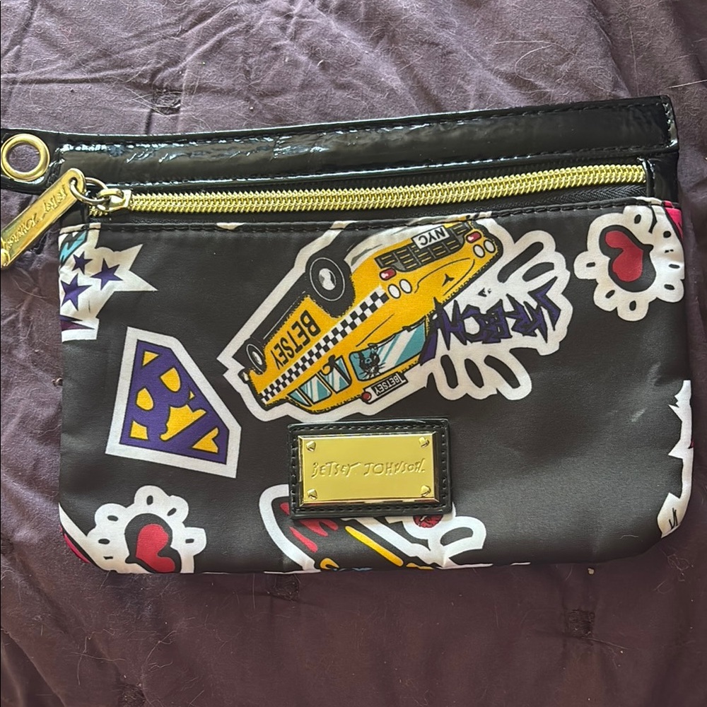 Betsey Johnson Black Multi-Color Graphic Crossbody Bag - Picture 6 of 12